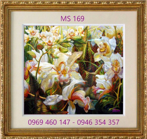 Tranh thêu hoa lan MS 169