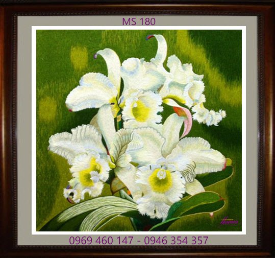 Tranh thêu hoa lan MS 180